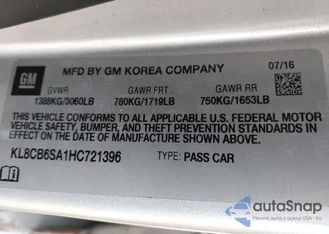 2017 Chevrolet Spark Ls Cvt from USA, damaged, VIN KL8CB6SA1HC721396